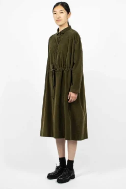 Album di Famiglia 31_195 Collar Drawstring Dress Olive| Dresses