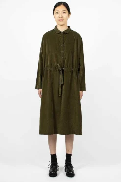 Album di Famiglia 31_195 Collar Drawstring Dress Olive| Dresses
