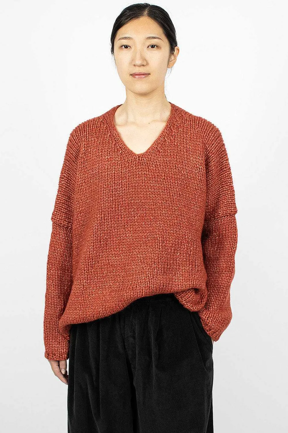 Album di Famiglia 40_212 Oversized V-Neck Red| Knitwear