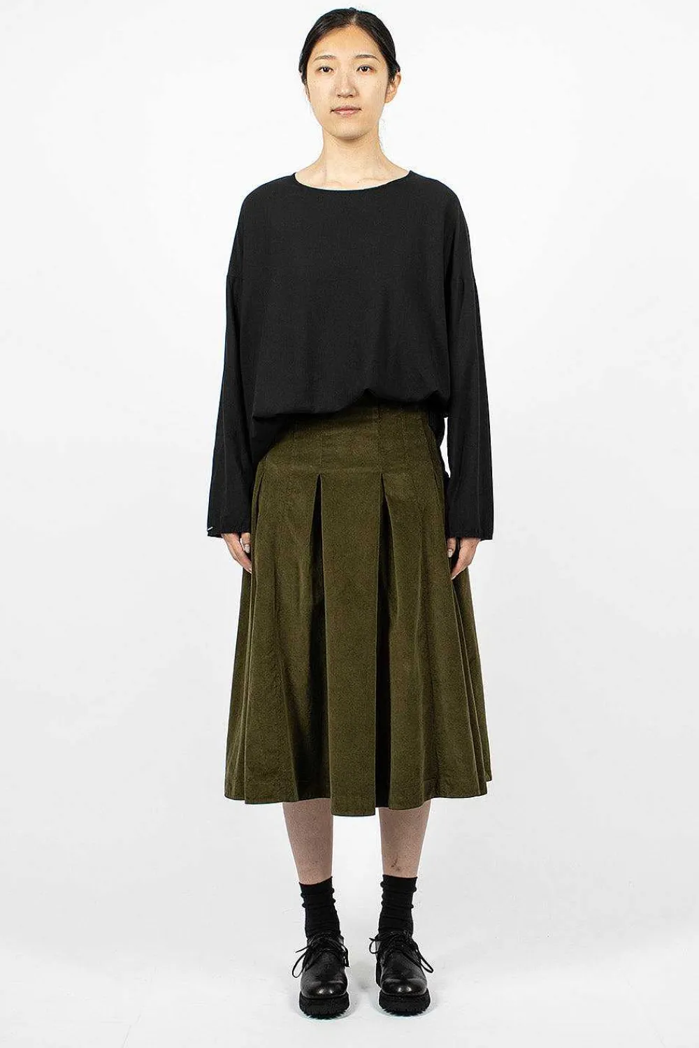 Album di Famiglia 3293 Velvet Skirt Olive| Skirts