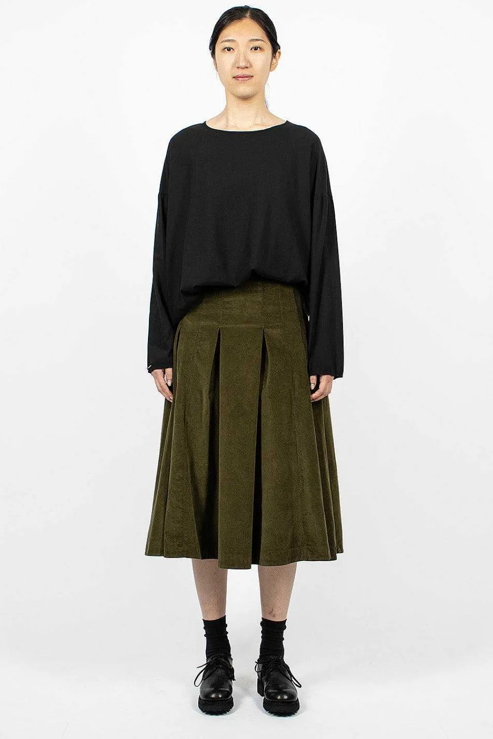 Album di Famiglia 3293 Velvet Skirt Olive| Skirts
