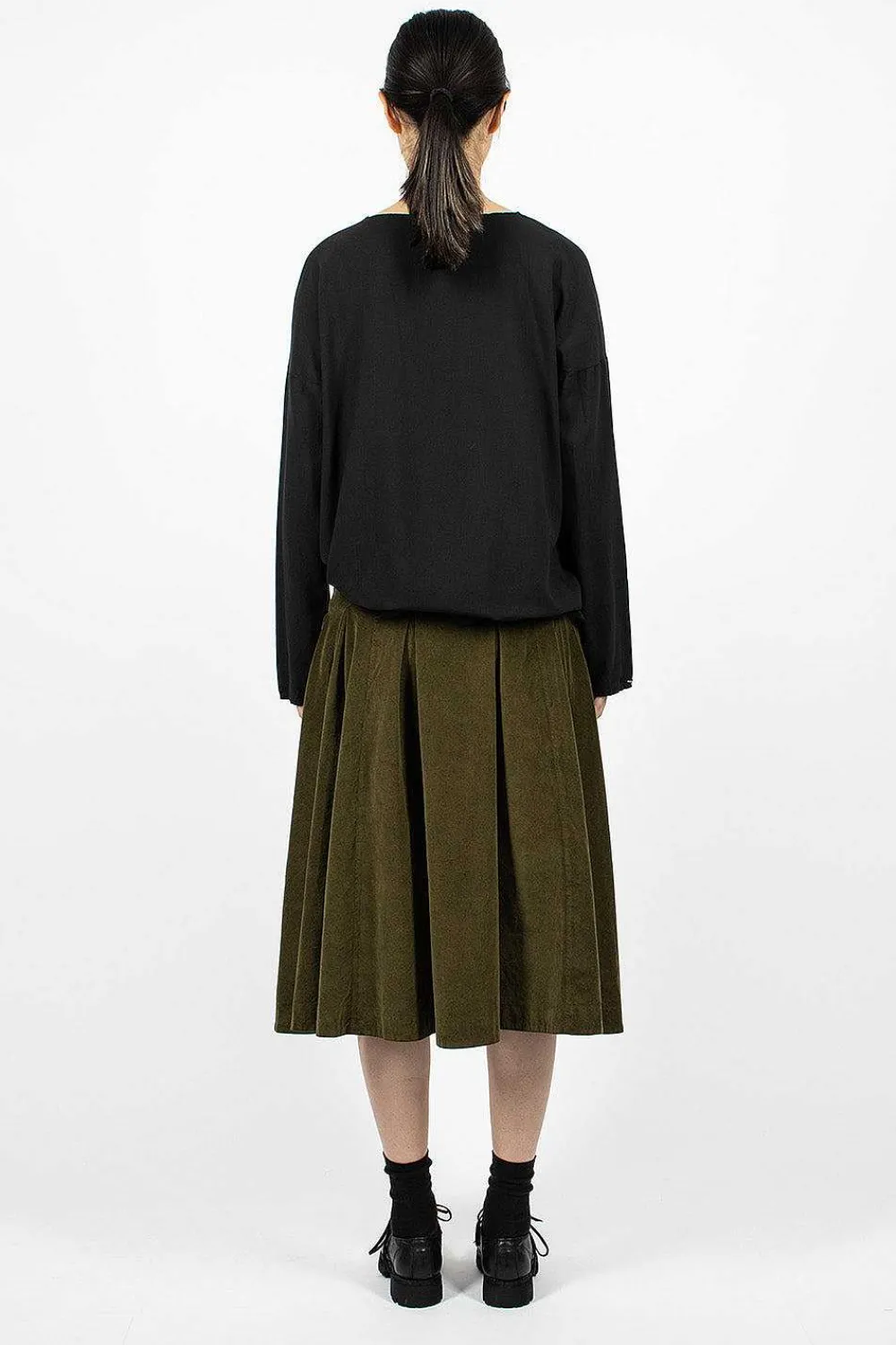 Album di Famiglia 3293 Velvet Skirt Olive| Skirts