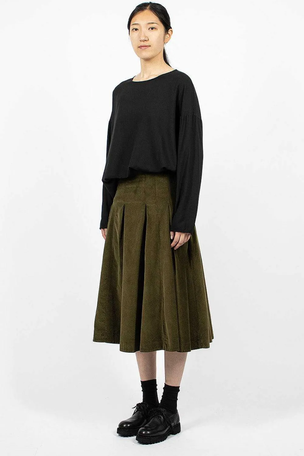 Album di Famiglia 3293 Velvet Skirt Olive| Skirts