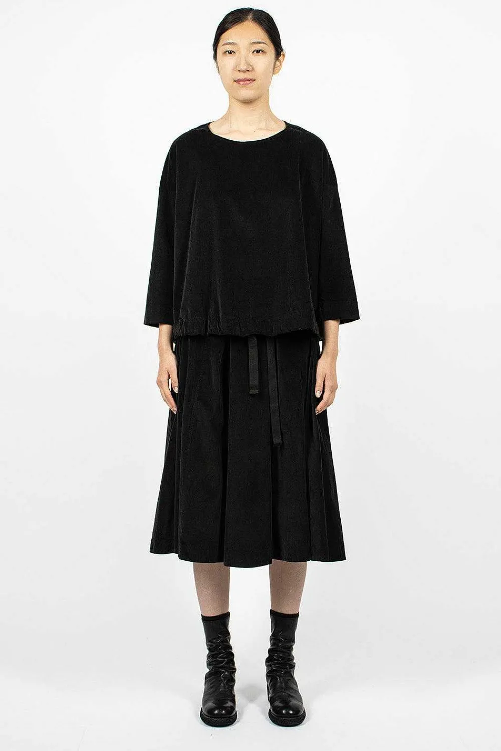 Album di Famiglia 3293 Velvet Skirt Slate| Skirts