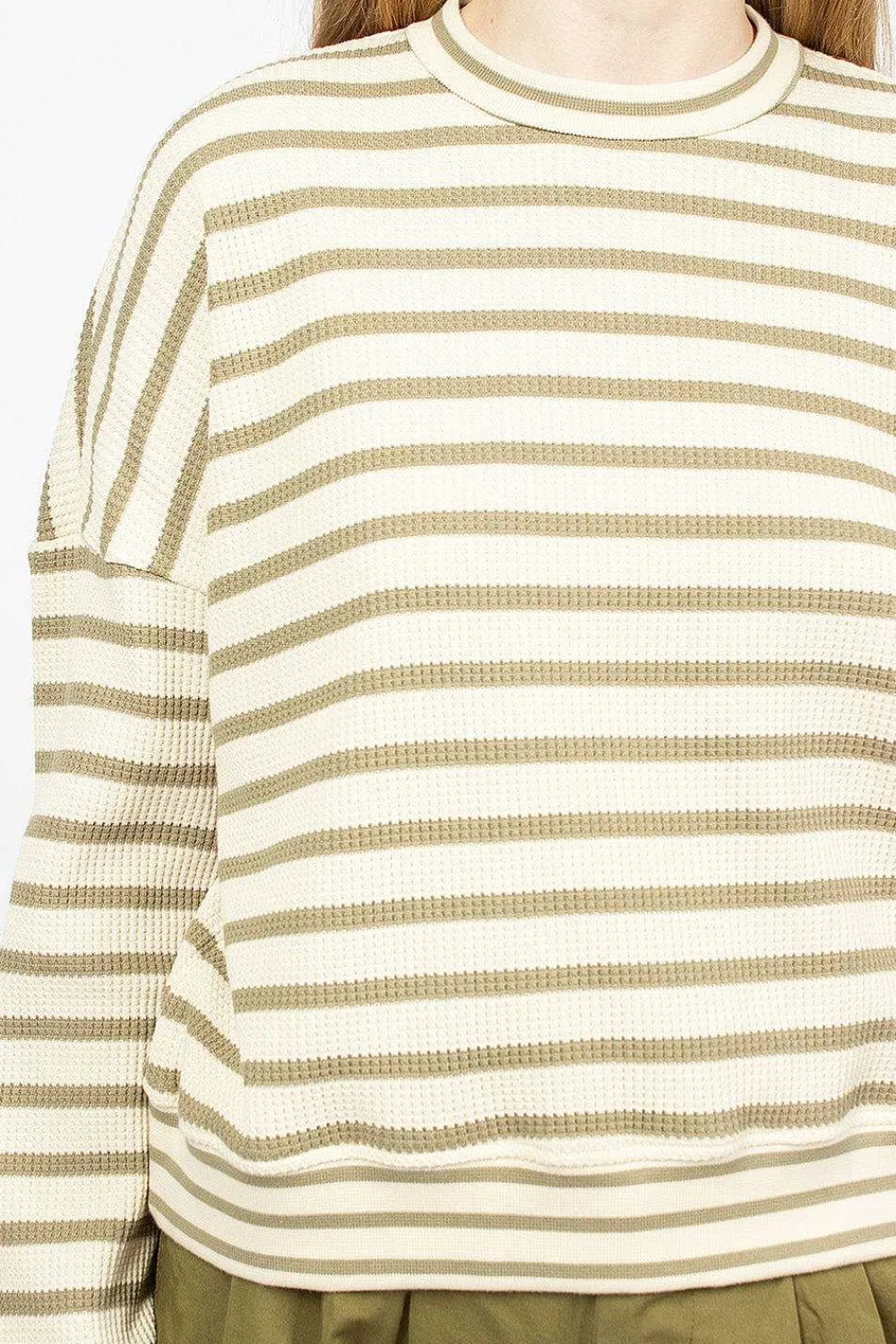 YMC Almost Grown Sweatshirt Olive/Ecru| Tops