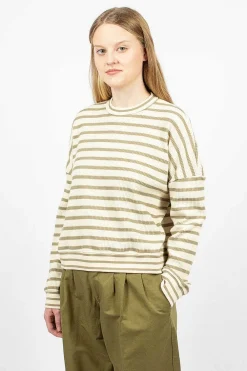 YMC Almost Grown Sweatshirt Olive/Ecru| Tops