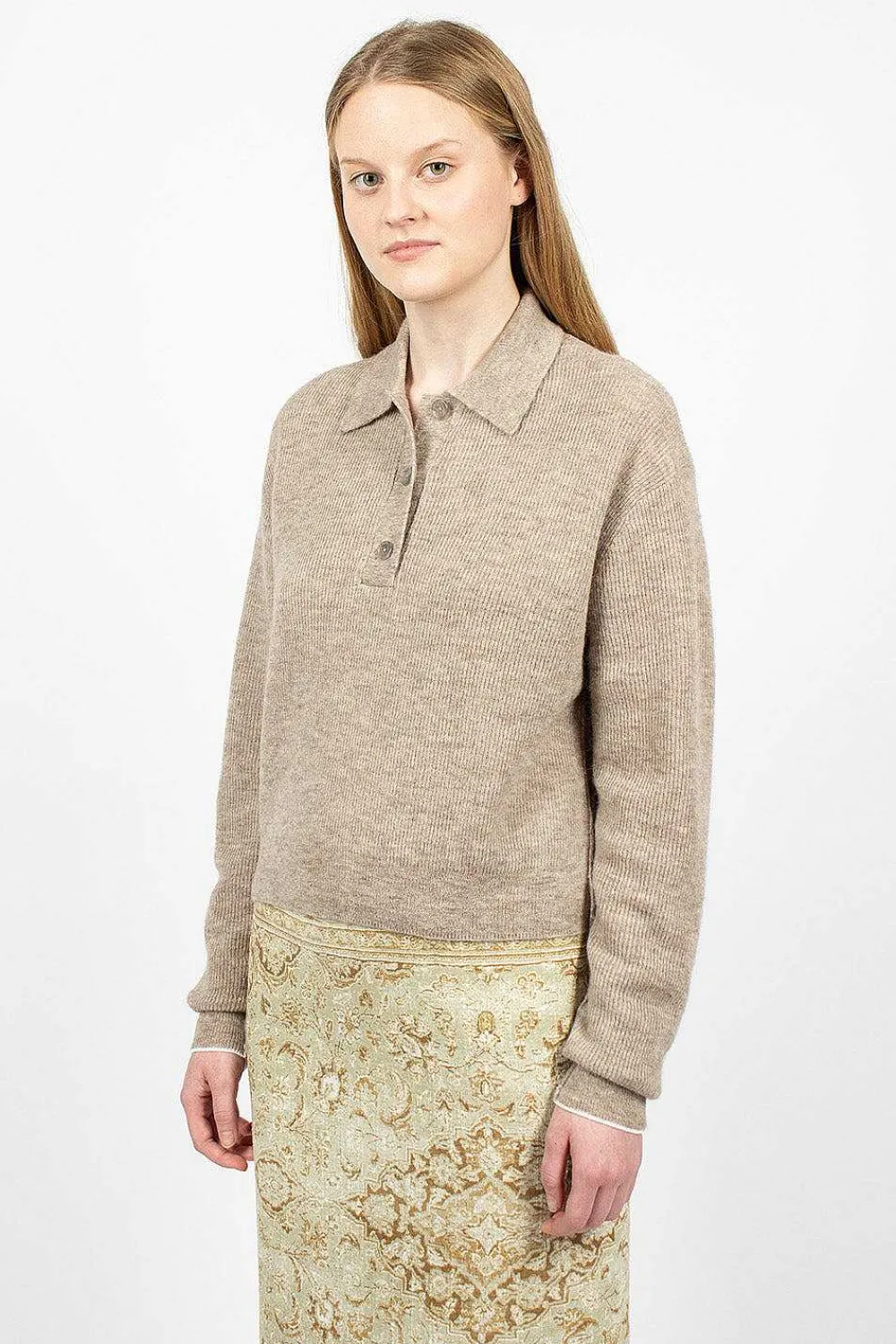 Acne Studios Alpaca Polo Mushroom Beige| Tops