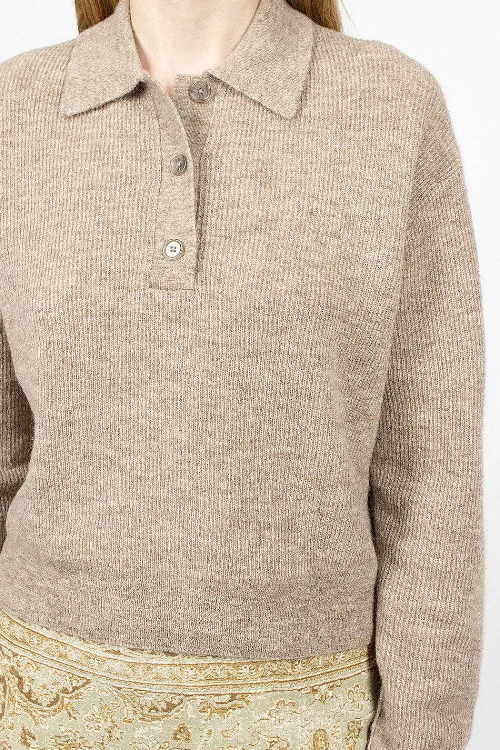 Acne Studios Alpaca Polo Mushroom Beige| Knitwear