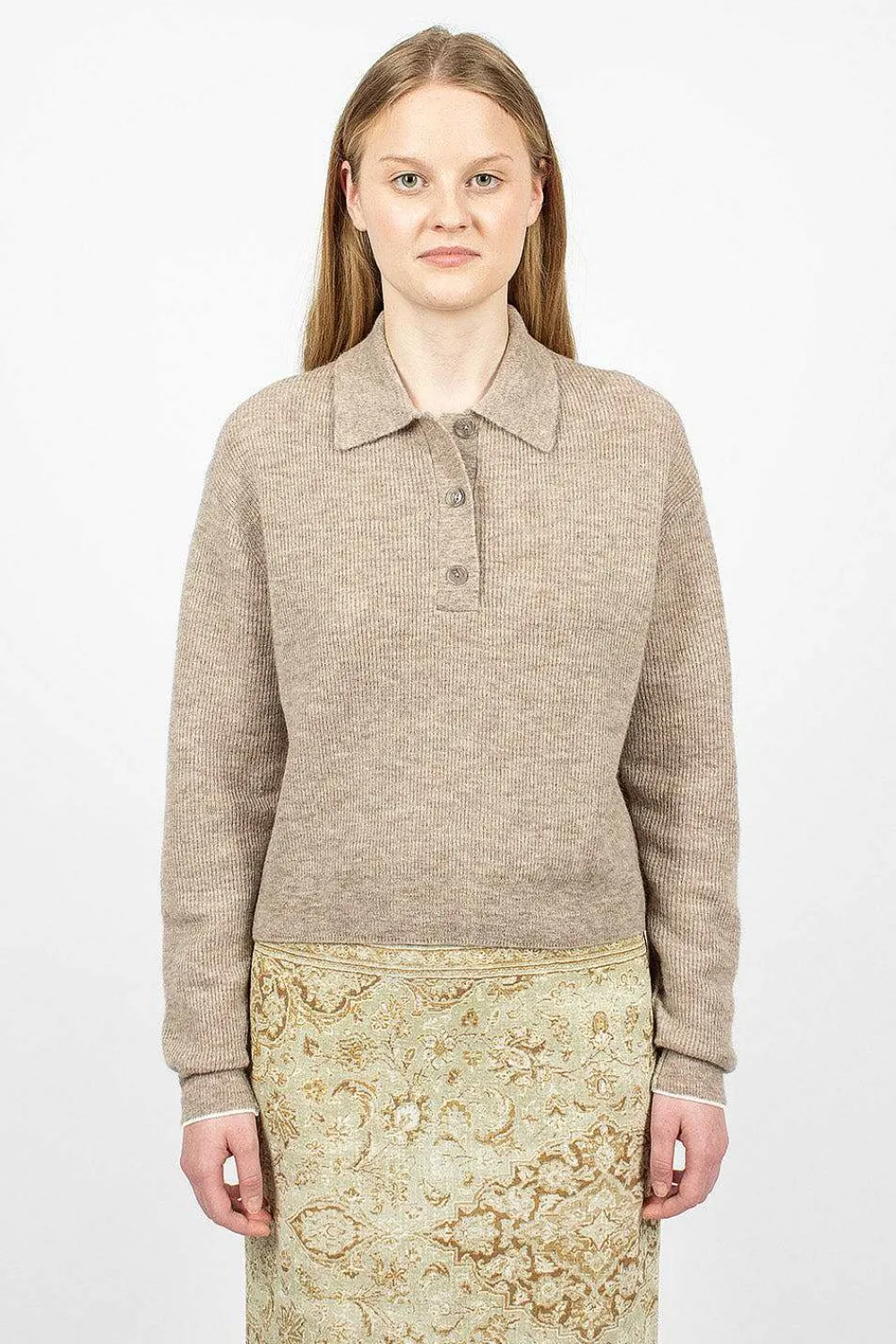 Acne Studios Alpaca Polo Mushroom Beige| Knitwear