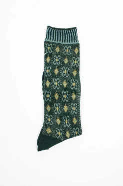 Antipast Am-776 Flower Grid Socks Green| Tights & Socks