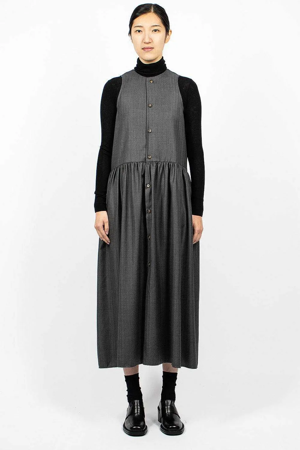 Eleph Anouk Dress Pinstripe Wool| Dresses