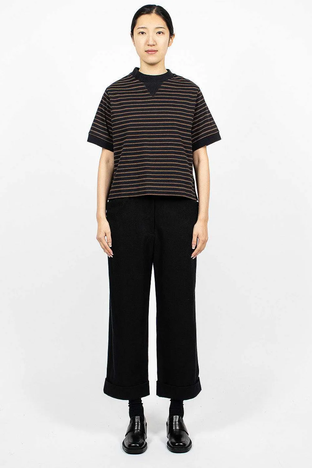 Margaret Howell Archive Matte Jersey Black/Bark| Tops