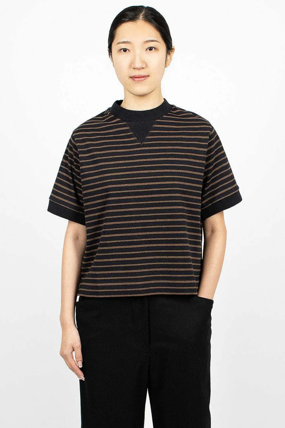 Margaret Howell Archive Matte Jersey Black/Bark| Tops