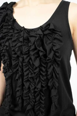 Dries Van Noten Asymmetric Ruffle Top Black| Tops
