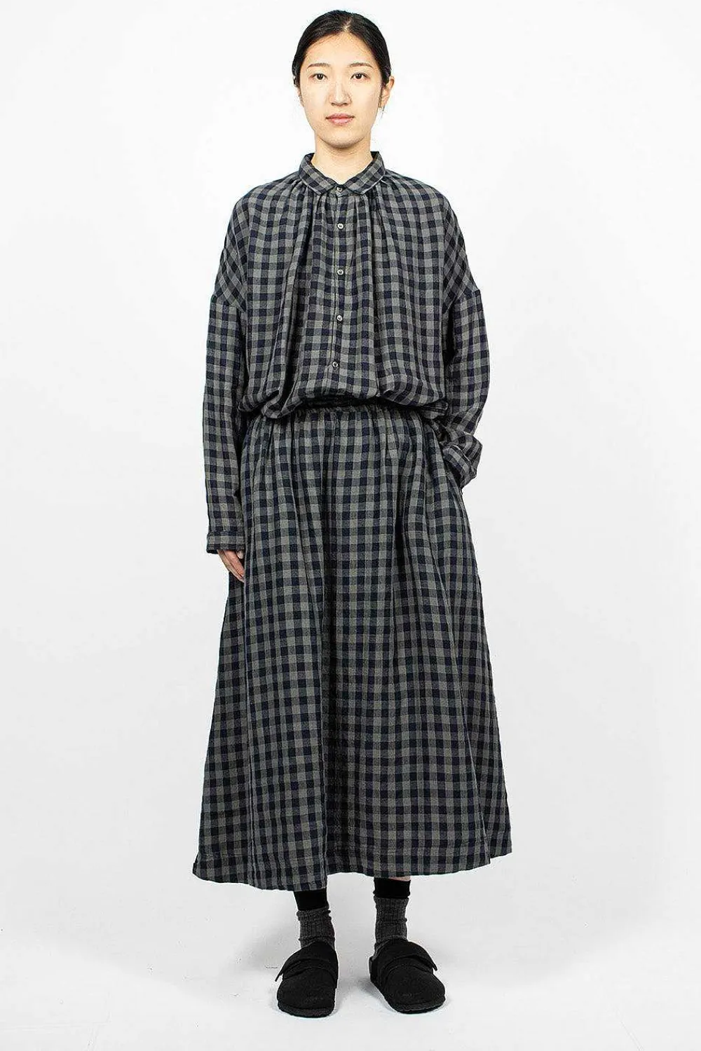 Ichi Antiquités Azumadaki Linen Gingham Skirt| Skirts