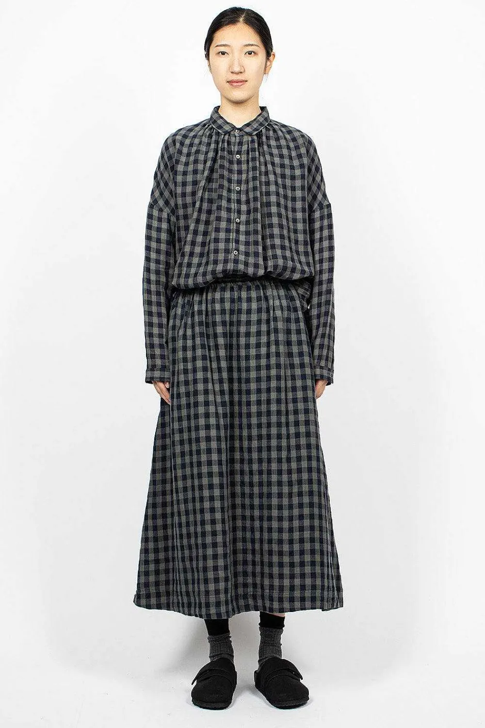 Ichi Antiquités Azumadaki Linen Gingham Skirt| Skirts