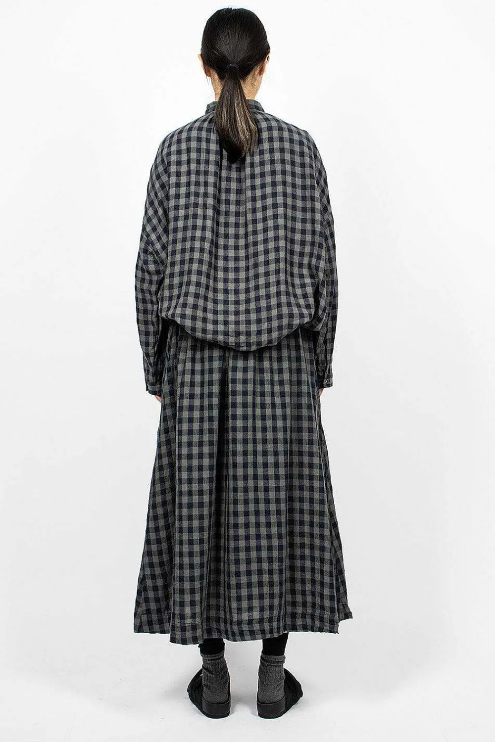 Ichi Antiquités Azumadaki Linen Gingham Skirt| Skirts