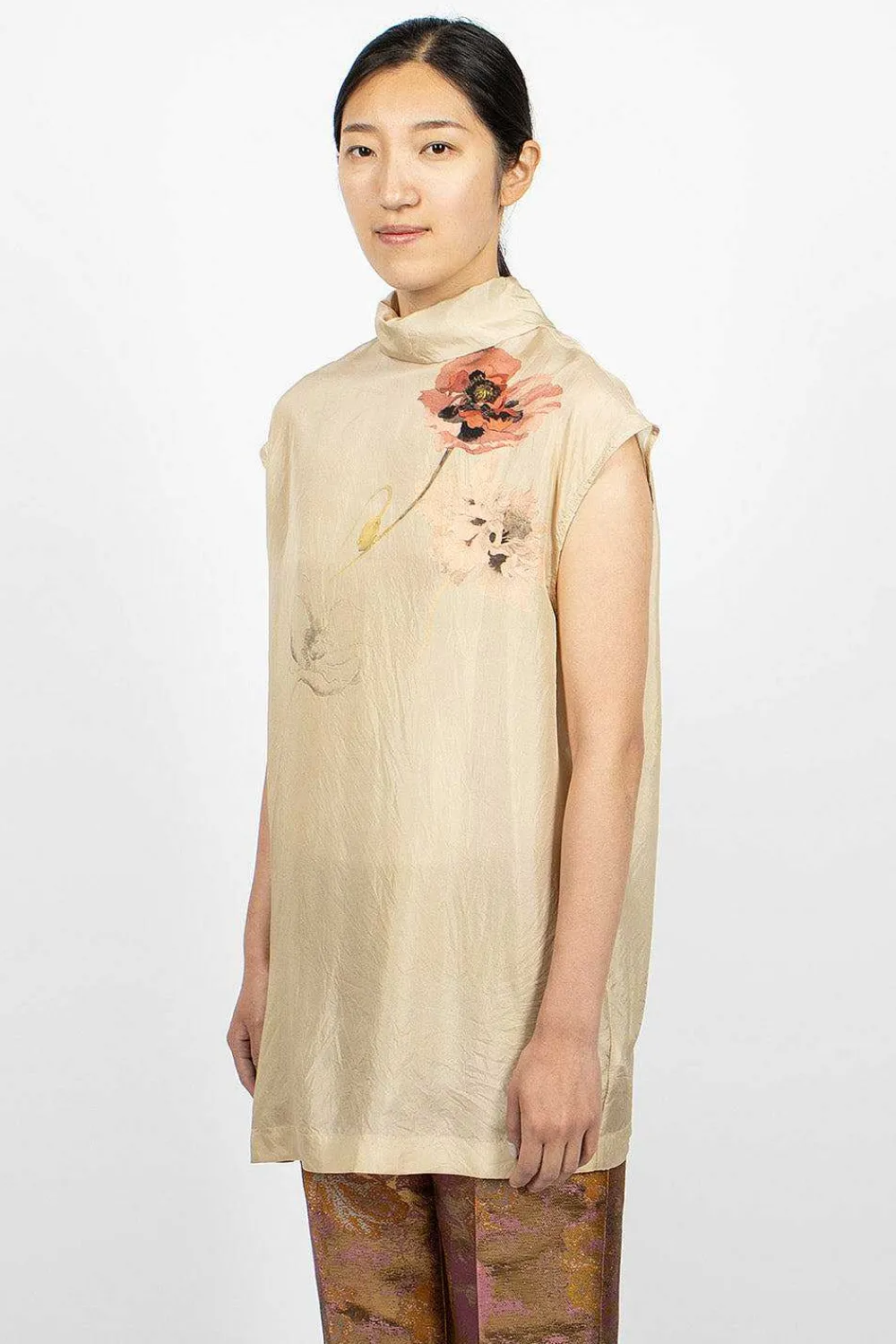 Dries Van Noten Back Button Shirt Ecru| Tops