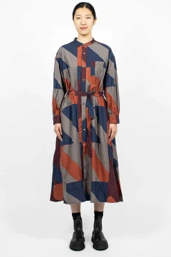 Engineered Garments FWK Banded Collar Dress Burgundy/Geo| Dresses