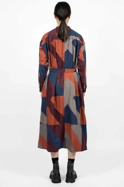 Engineered Garments FWK Banded Collar Dress Burgundy/Geo| Dresses