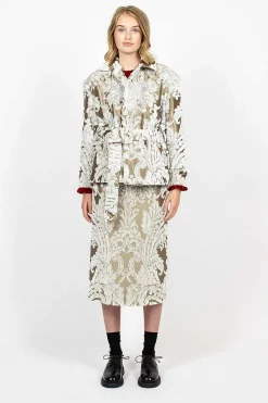 Dries Van Noten Belted Coat Ecru Tapestry| Outerwear
