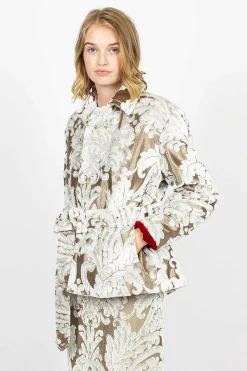 Dries Van Noten Belted Coat Ecru Tapestry| Outerwear