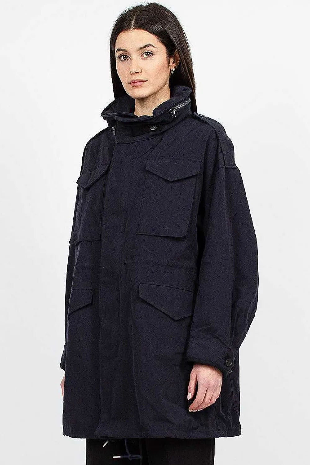 VISVIM Bickle Gabardine Coat Navy| Outerwear