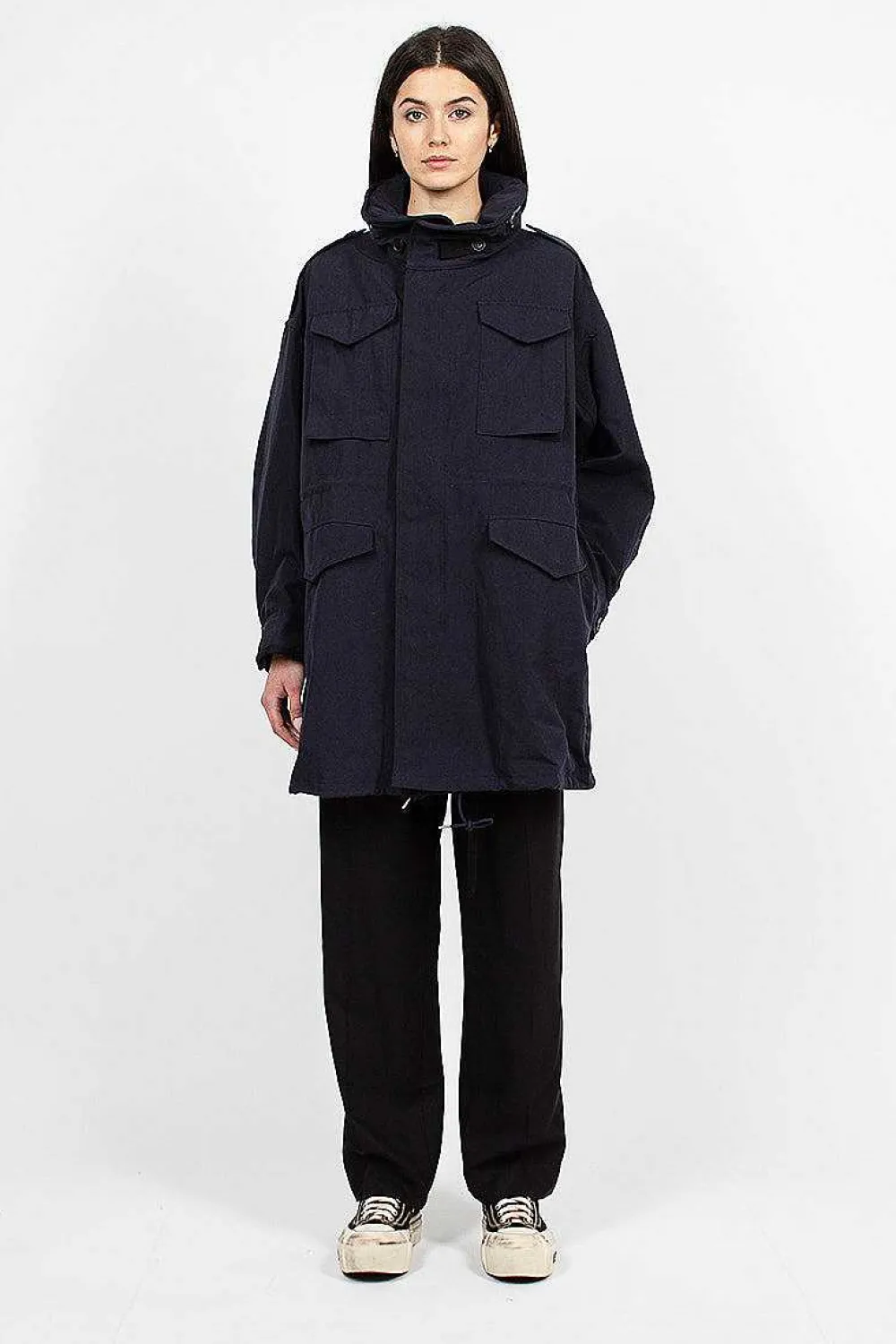 VISVIM Bickle Gabardine Coat Navy| Outerwear