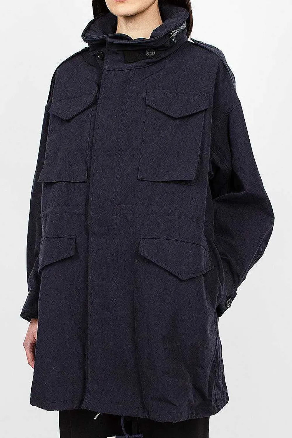 VISVIM Bickle Gabardine Coat Navy| Outerwear