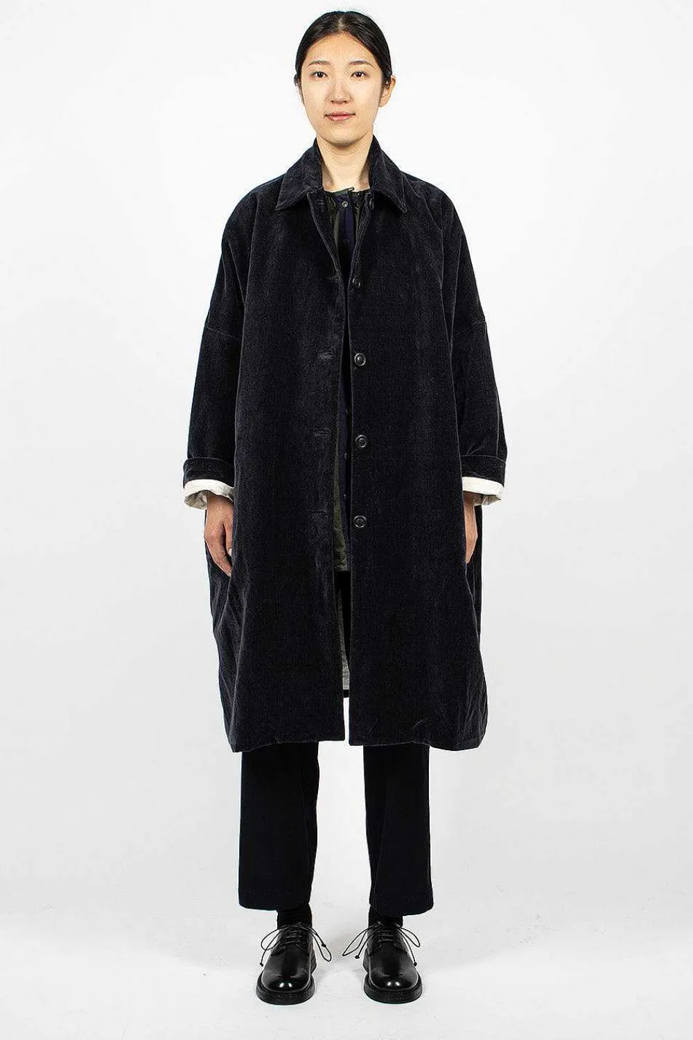 Casey Casey Big Blobby Velvet Coat Navy| Outerwear