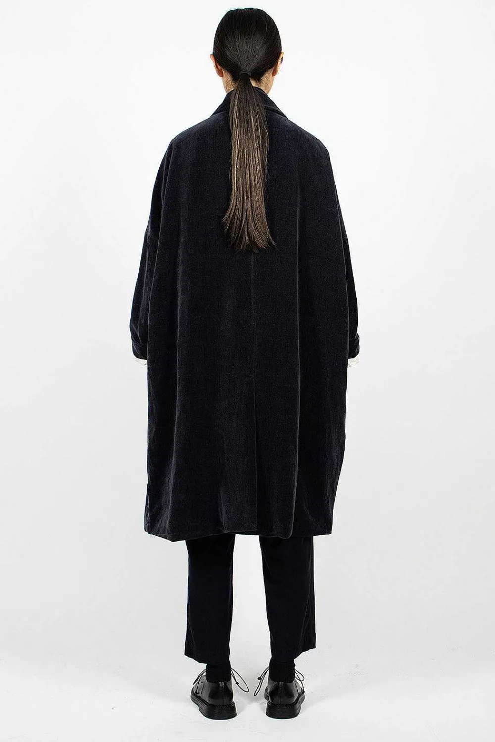 Casey Casey Big Blobby Velvet Coat Navy| Outerwear