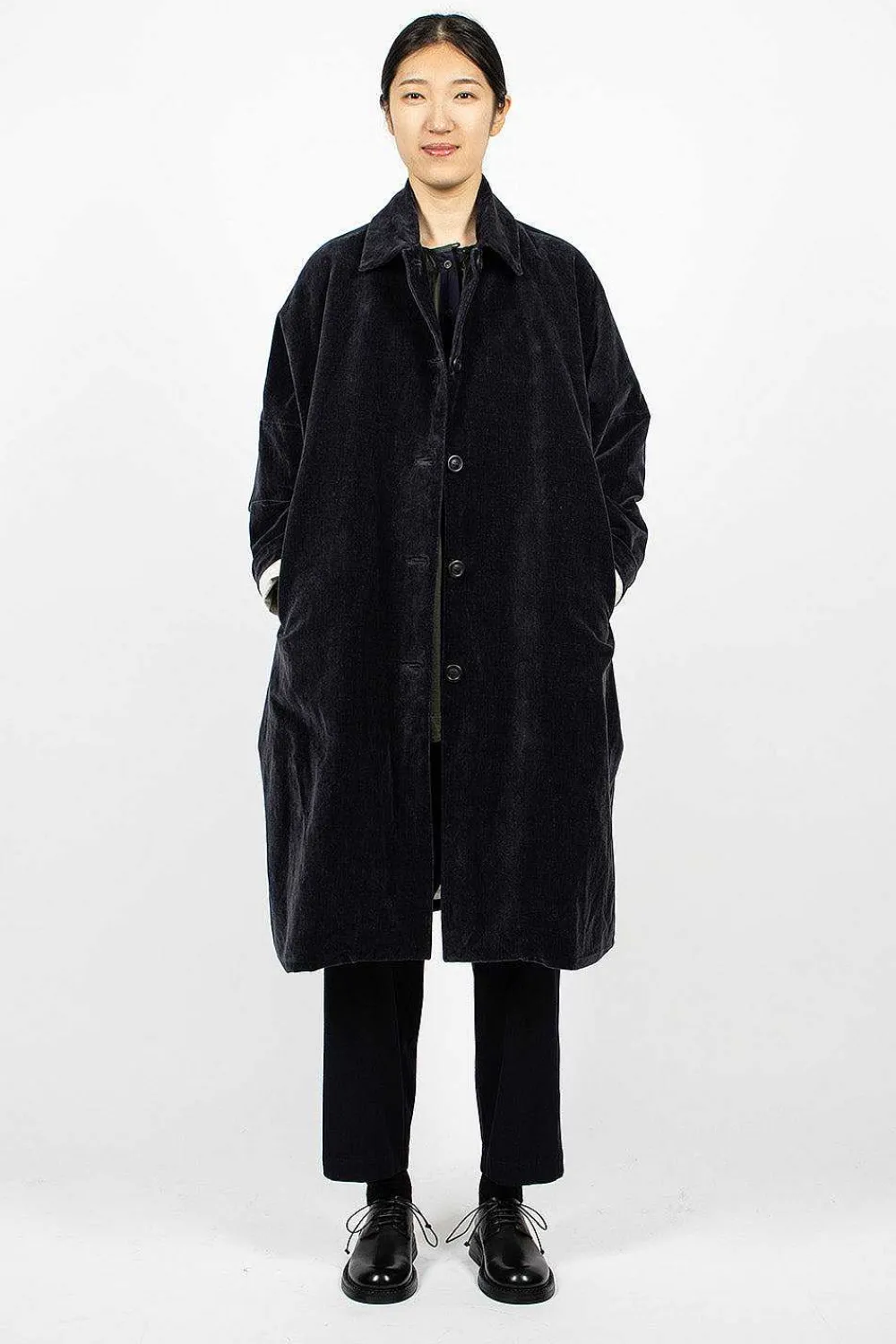 Casey Casey Big Blobby Velvet Coat Navy| Outerwear
