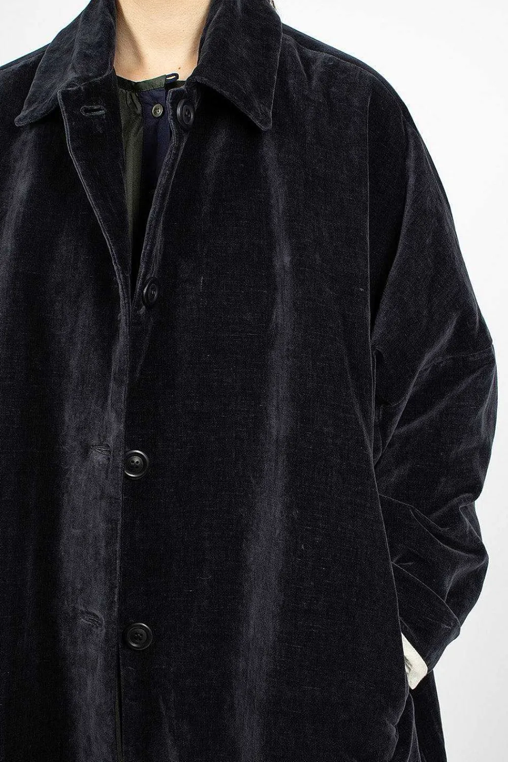 Casey Casey Big Blobby Velvet Coat Navy| Outerwear