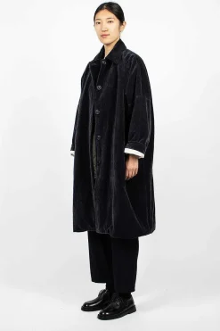 Casey Casey Big Blobby Velvet Coat Navy| Outerwear