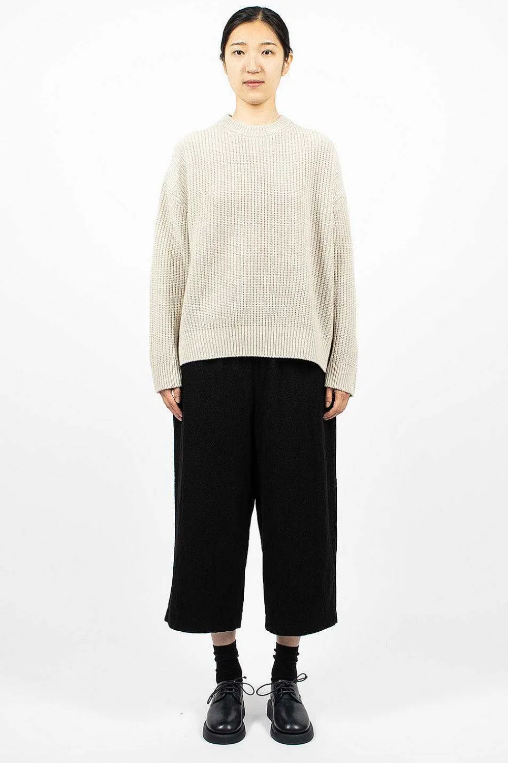 Toujours Big Pullover Crewneck Heather Oatmeal| Knitwear