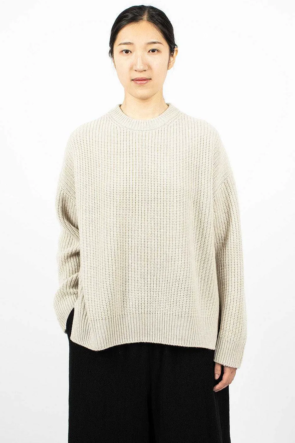 Toujours Big Pullover Crewneck Heather Oatmeal| Knitwear