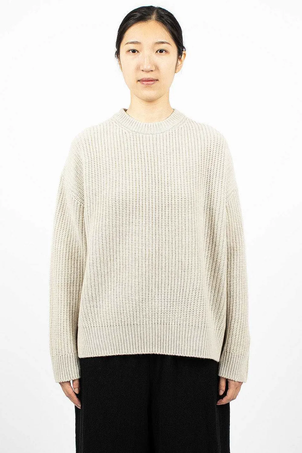 Toujours Big Pullover Crewneck Heather Oatmeal| Knitwear
