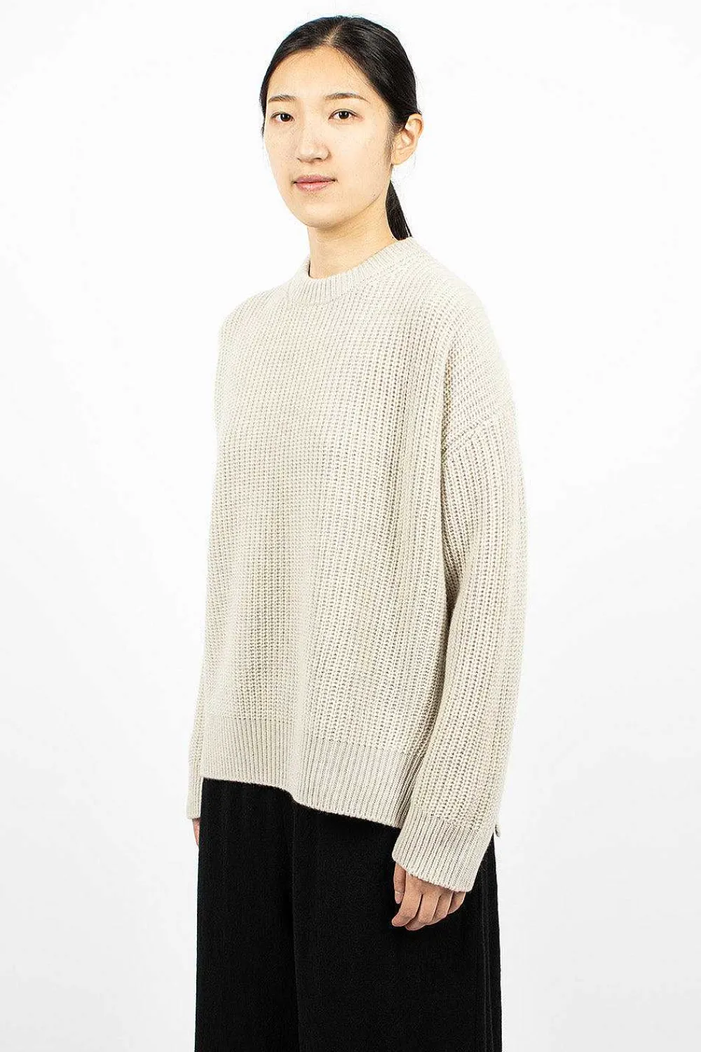 Toujours Big Pullover Crewneck Heather Oatmeal| Knitwear
