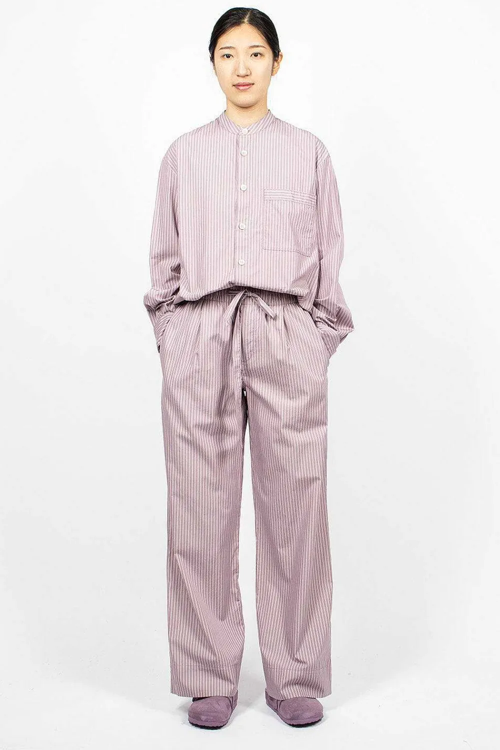 TEKLA Birkenstock 1774 Pyjama Pant Mauve Stripes| Trousers
