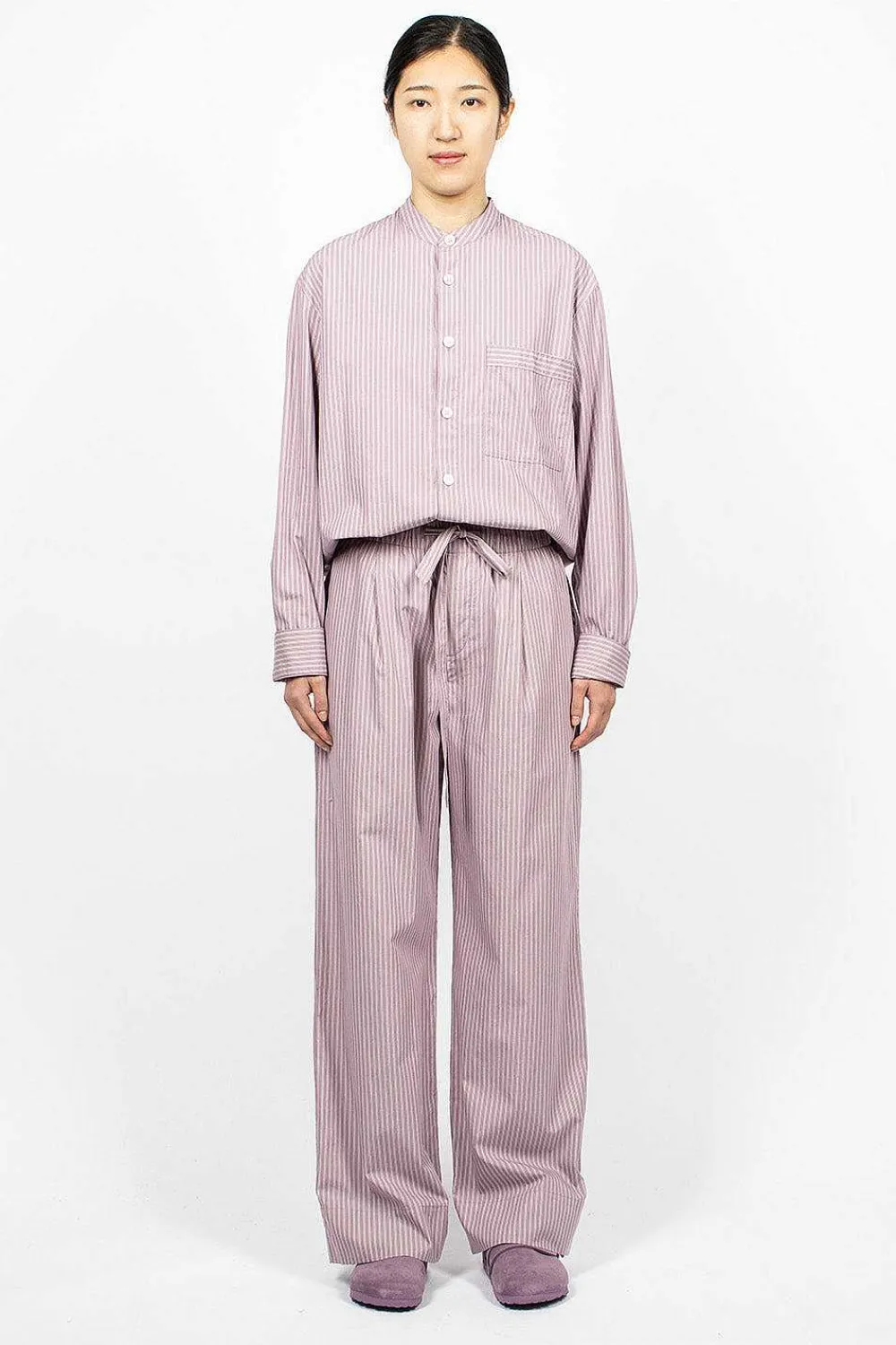 TEKLA Birkenstock 1774 Pyjama Pant Mauve Stripes| Trousers