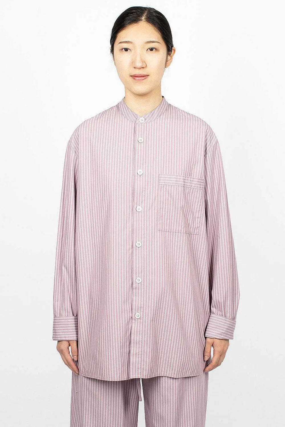 TEKLA Birkenstock 1774 Pyjama Shirt Mauve Stripes| Shirts