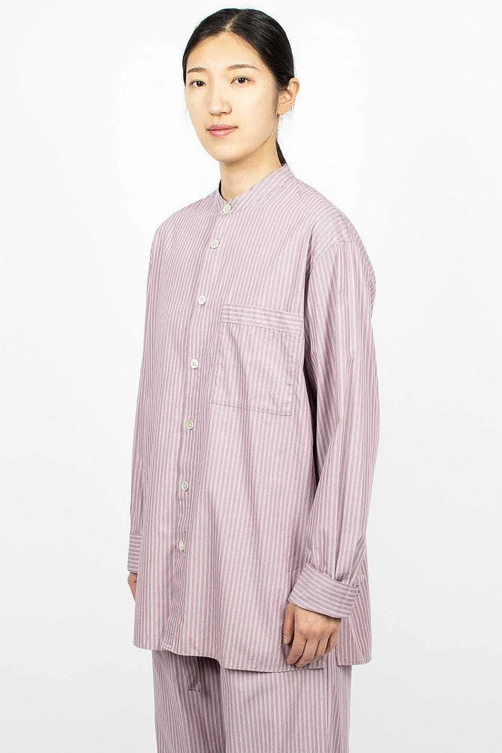 TEKLA Birkenstock 1774 Pyjama Shirt Mauve Stripes| Shirts