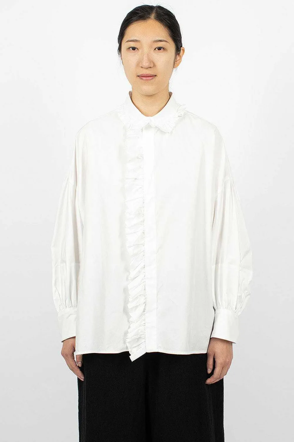 Toujours Bishop Sleeve Shirt White| Shirts