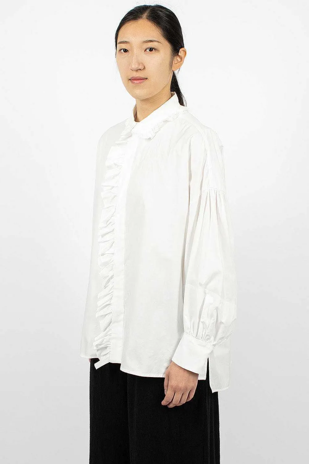 Toujours Bishop Sleeve Shirt White| Shirts