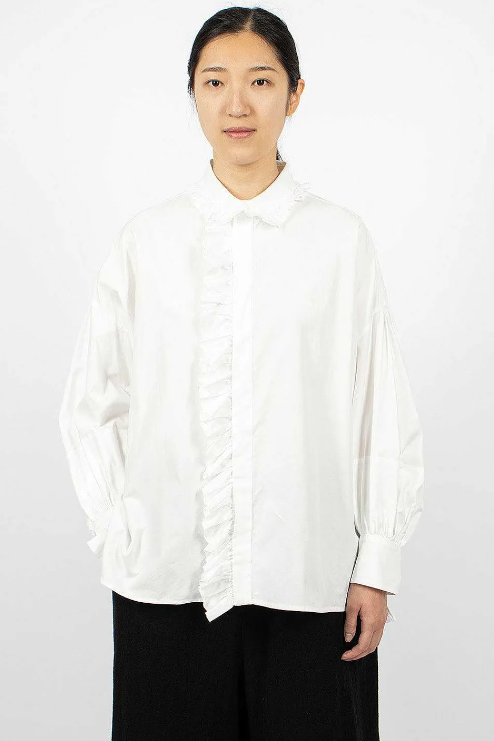 Toujours Bishop Sleeve Shirt White| Shirts