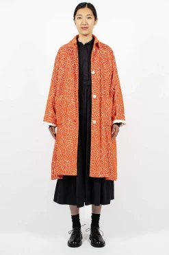 Casey Casey Blob Coat Orange Floral| Outerwear