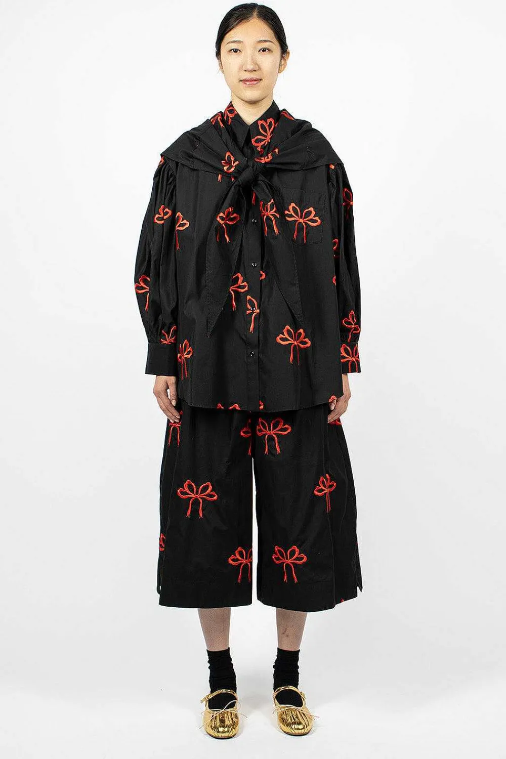 Simone Rocha Bow Boxing Shorts Black/Red| Trousers
