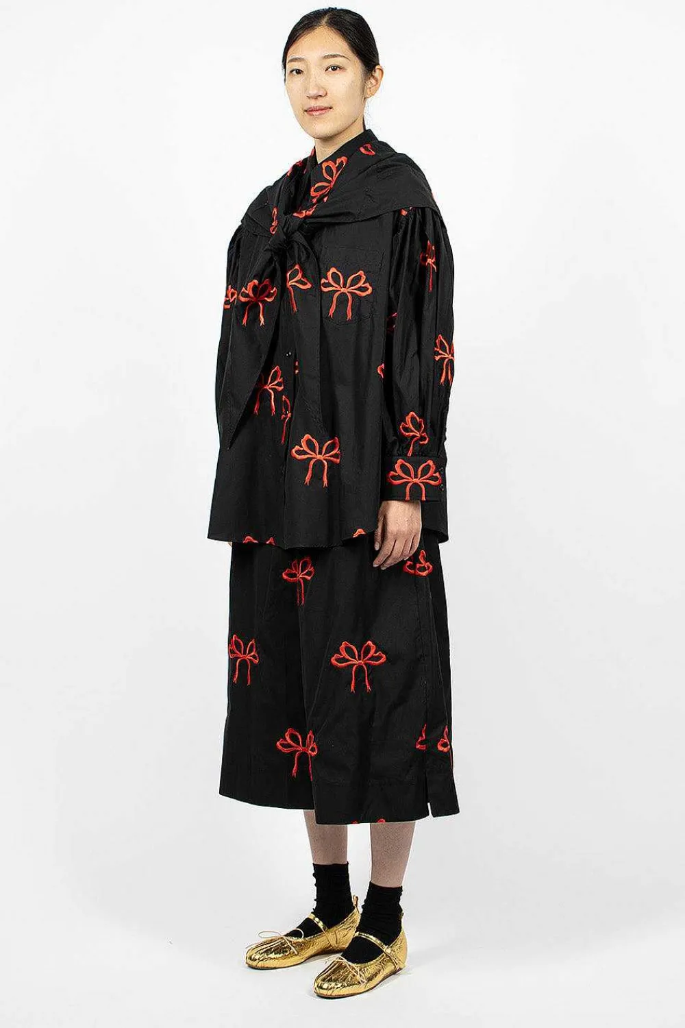 Simone Rocha Bow Boxing Shorts Black/Red| Trousers