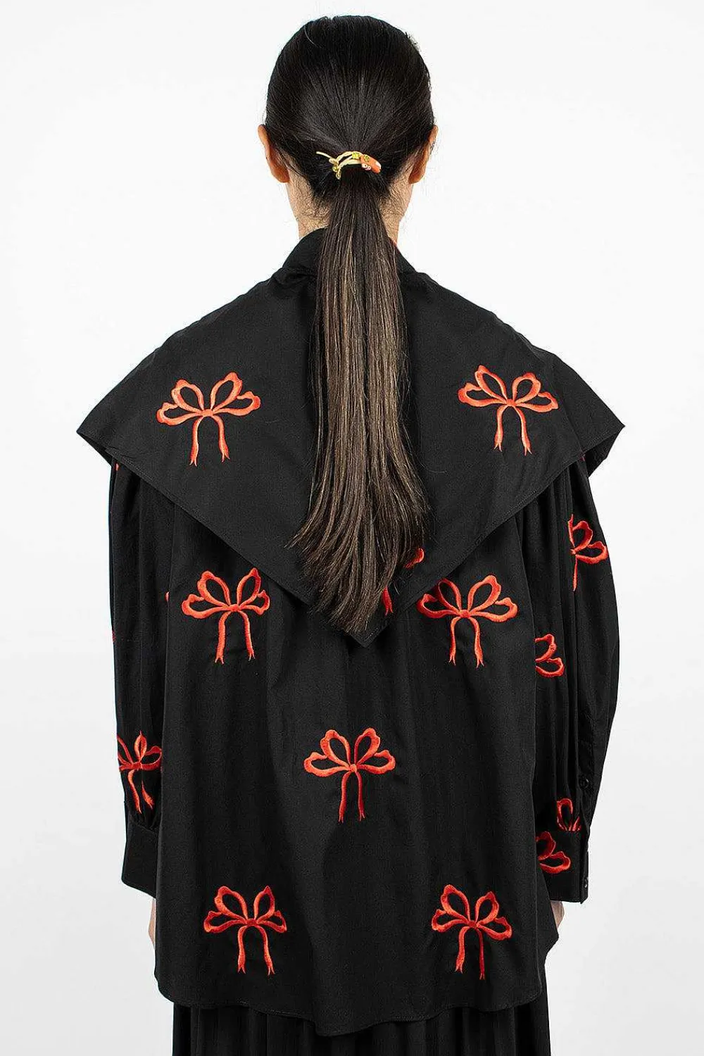 Simone Rocha Bow Embroidered Shirt Black/Red| Shirts