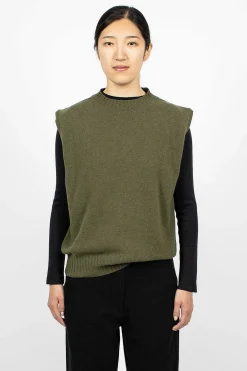 Margaret Howell Boxy Slipover Khaki| Knitwear